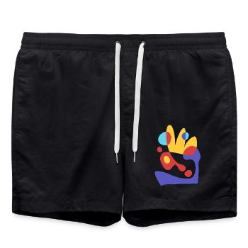 abstract tropical beeze - bauhaus style - Swim Trunks - black - Front - AI Model Male 185 light (185cm)