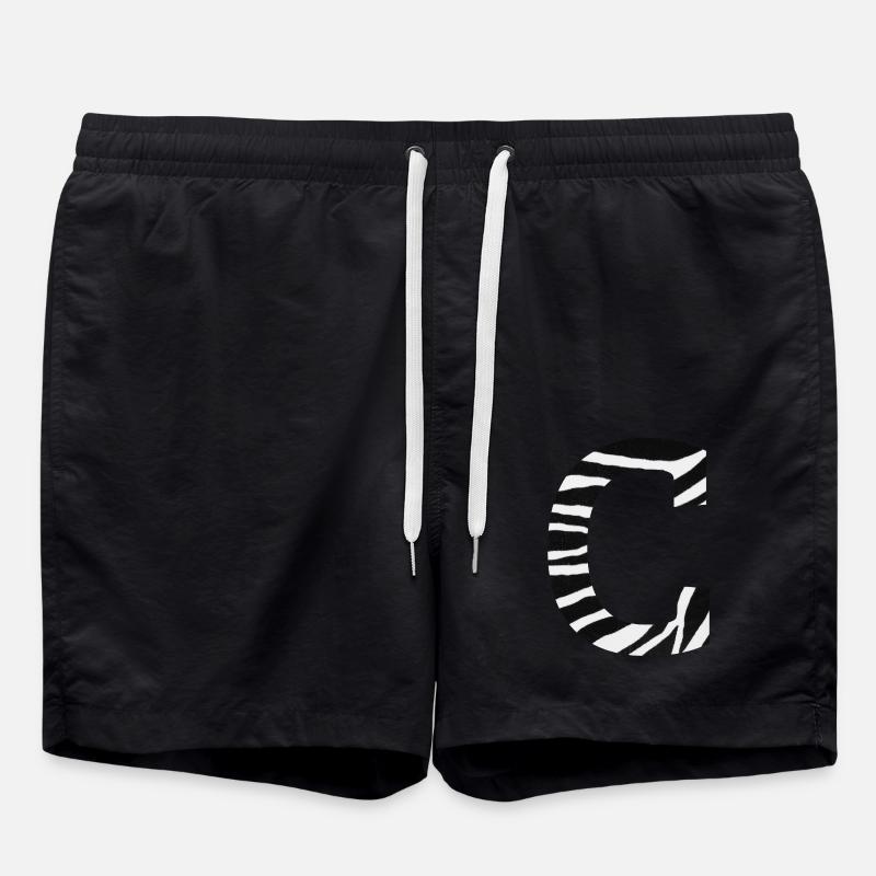 Letter c zebra - Swim Trunks - black