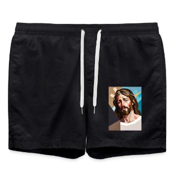 Abstraction sacrée - Short de bain - noir - Devant - AI Model Male 185 light (185cm)