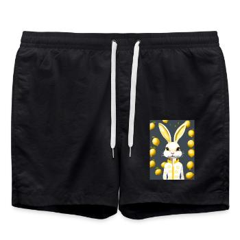 Lapin aux agrumes, éclat de citron - Short de bain - noir - Devant - AI Model Male 185 light (185cm)