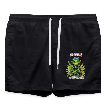 Cannabis Alien - NO PANIC WE ARE ORGANIC 2 - Swim Trunks - black - Front - AI Model Male 185 light (185cm)