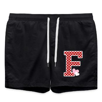 Buchstabe F Herz - Badeshorts - Schwarz - Vorne - AI Model Male 185 light (185cm)