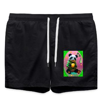 Panda futuriste - Short de bain - noir - Devant - AI Model Male 185 light (185cm)
