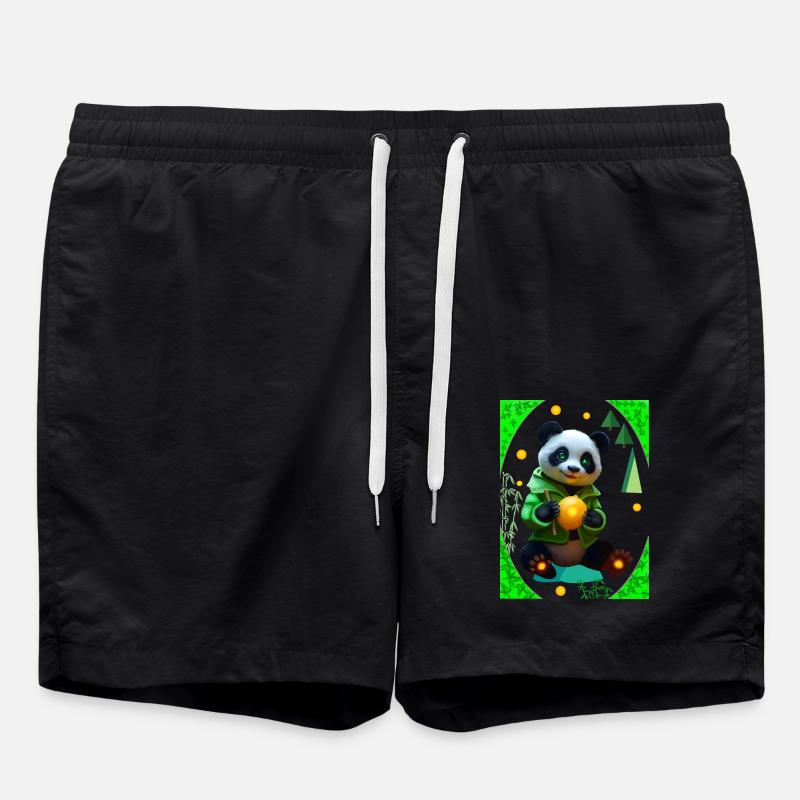 Cyber Lemon Panda - Swim Trunks - black