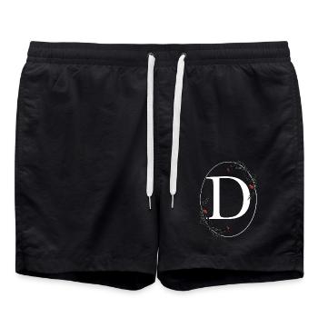 Buchstabe D - Badeshorts - Schwarz - Vorne - AI Model Male 185 light (185cm)