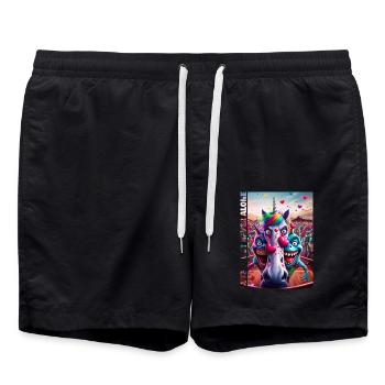 SOKO Glitzer 2025 cute / but never alone #3 - Badeshorts - Schwarz - Vorne - AI Model Male 185 light (185cm)