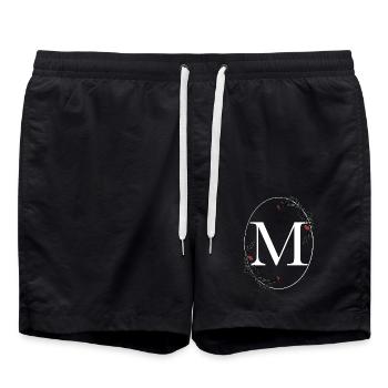 Buchstabe M - Badeshorts - Schwarz - Vorne - AI Model Male 185 light (185cm)