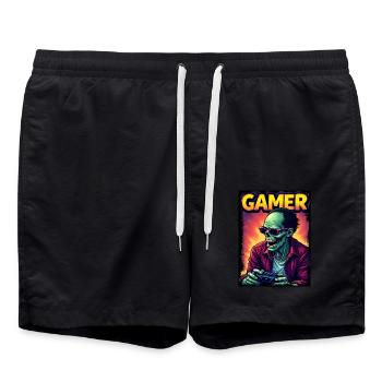 Zombie Gamer mit Controller - Badeshorts - Schwarz - Vorne - AI Model Male 185 light (185cm)