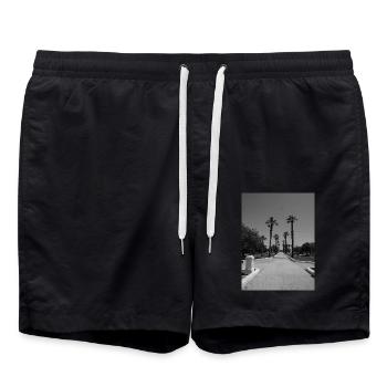 Route de plage sicilienne avec palmiers - Short de bain - noir - Devant - AI Model Male 185 light (185cm)