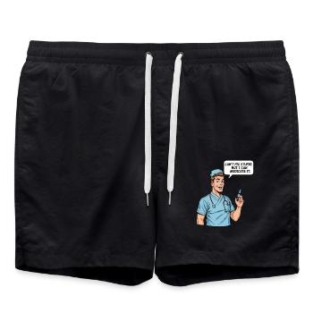 Funny Nurse Saying – Stupidity Medication - Swim Trunks - black - Front - AI Model Male 185 light (185cm)