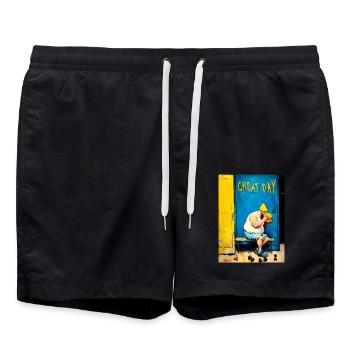 « Cheat Day » de van Gogh - Short de bain - noir - Devant - AI Model Male 185 light (185cm)