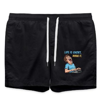 Déboguer votre vie : chemise de programmeur informatique drôle - Short de bain - noir - Devant - AI Model Male 185 light (185cm)