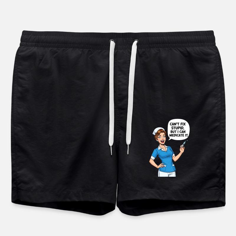 Nurse Humor: Medication Stupidity - Swim Trunks - black
