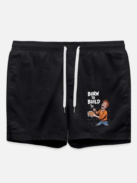 Maurer Lustig – Geboren zum Bauen Handwerker Herz - Badeshorts - Schwarz