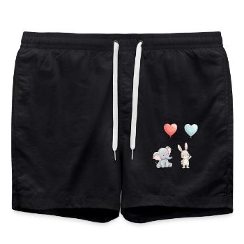 Elefant Hase Liebe Ballon Herz Cute - Badeshorts - Schwarz - Vorne - AI Model Male 185 light (185cm)