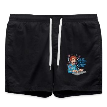 Code Optimierer: Anti-sozial? Nur am Coden! - Badeshorts - Schwarz - Vorne - AI Model Male 185 light (185cm)