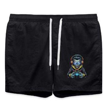 Zombie Gamer: Zocken bis der Kopf explodiert! - Badeshorts - Schwarz - Vorne - AI Model Male 185 light (185cm)