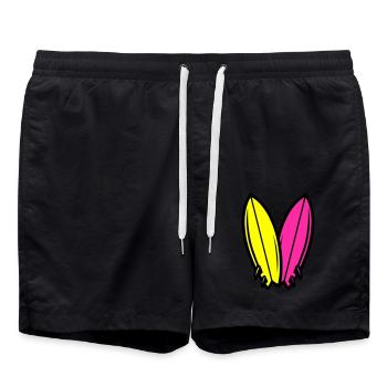 Surfbrett Symbol Surfen - Badeshorts - Schwarz - Vorne - AI Model Male 185 light (185cm)