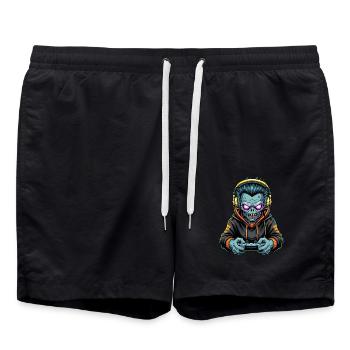 Zombie Zocker Power: Level Up mit Untoten! - Badeshorts - Schwarz - Vorne - AI Model Male 185 light (185cm)
