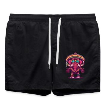 Mammoth Comic Funny Sombrero - Swim Trunks - black - Front - AI Model Male 185 light (185cm)