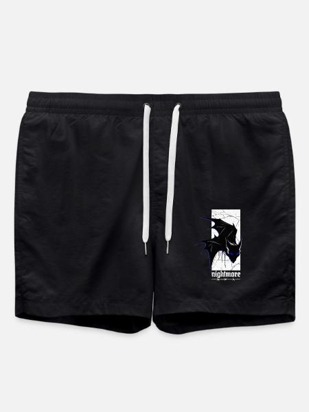 Nightmare Bat – Gothic Horror Vampire Creature Art - Swim Trunks - black