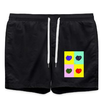 Pop art heart - Swim Trunks - black - Front - AI Model Male 185 light (185cm)