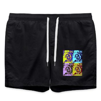 Rose pop art - Short de bain - noir - Devant - AI Model Male 185 light (185cm)