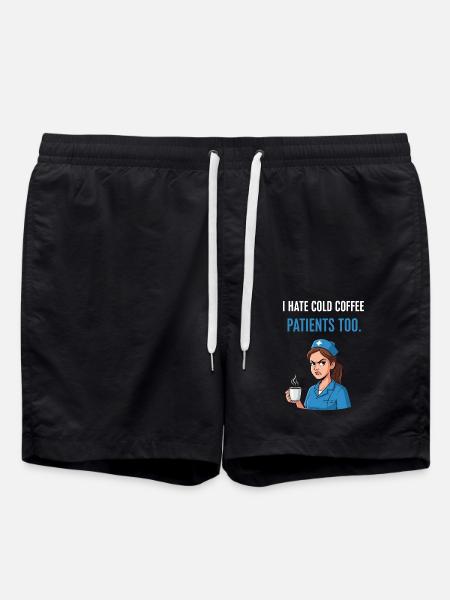 Nurse Coffee Funny - Swim Trunks - black