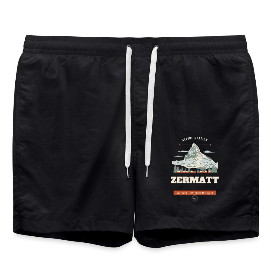 Zermatt badge on a swim trunks, black