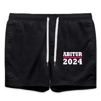 Abitur 2024 - Badeshorts - Schwarz - Vorne - AI Model Male 185 light (185cm)