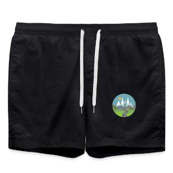 Berge - Badeshorts - Schwarz - Vorne - AI Model Male 185 light (185cm)