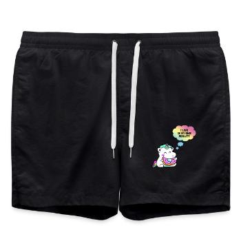 Licorne bébé donut cadeau bébé - Short de bain - noir - Devant - AI Model Male 185 light (185cm)