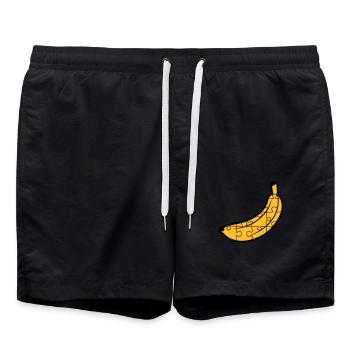 puzzle banana fruit food hunger delicious love muste - Swim Trunks - black - Front - AI Model Male 185 light (185cm)