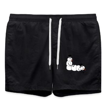 snowman sex fuck pollen doggy style from behind - Swim Trunks - black - Front - AI Model Male 185 light (185cm)