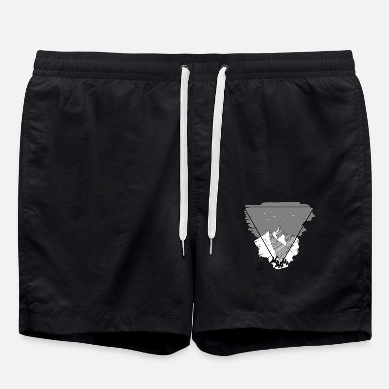 Mountains Triangle Snow - Swim Trunks - black
