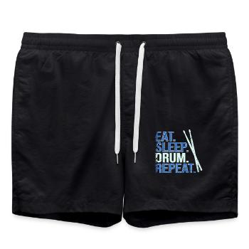 Eat. Sleep. Drum. Repeat. - Badeshorts - Schwarz - Vorne - AI Model Male 185 light (185cm)