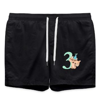 Indianer Fuchs 3 Geburtstag - Badeshorts - Schwarz - Vorne - AI Model Male 185 light (185cm)