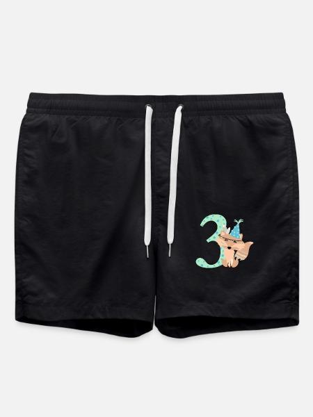 Indian fox 3rd birthday - Swim Trunks - black