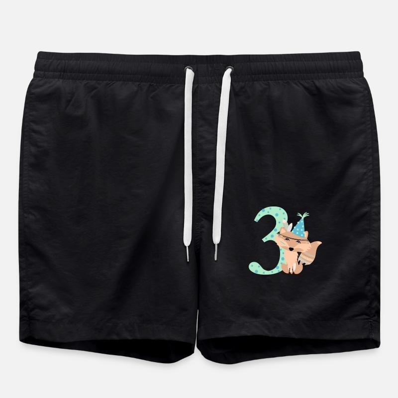 Indian fox 3rd birthday - Swim Trunks - black