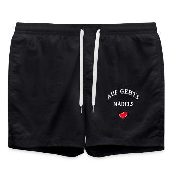 Auf Gehts Mädels - Badeshorts - Schwarz - Vorne - AI Model Male 185 light (185cm)