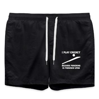 Cricket Saying Gift Cricket Fan Team Cricket - Swim Trunks - black - Front - AI Model Male 185 light (185cm)