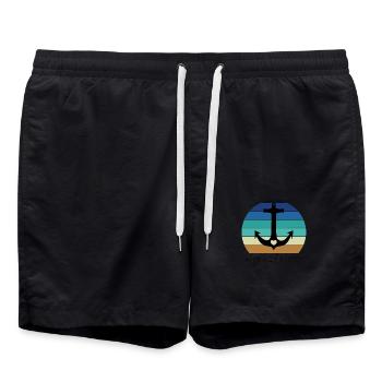 Retro Anker mit Herz Kreuzfahrer - Badeshorts - Schwarz - Vorne - AI Model Male 185 light (185cm)