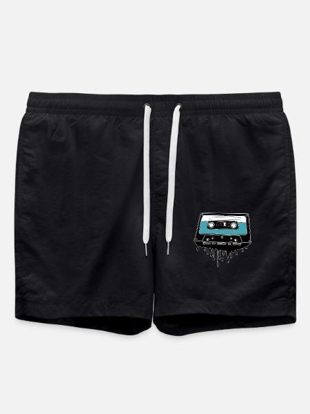 Cassette melting 80's motif - Swim Trunks - black