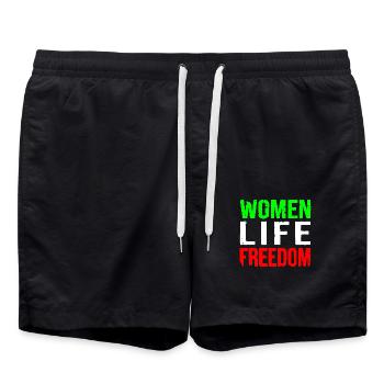 Women life freedom iran - Swim Trunks - black - Front - AI Model Male 185 light (185cm)
