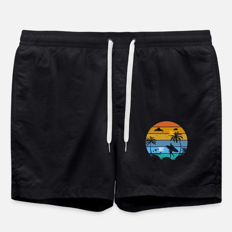 Summer Beach Sunset - Swim Trunks - black