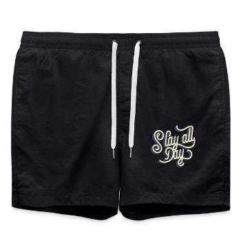 Den ganzen Tag töten - Badeshorts - Schwarz - Vorne - AI Model Male 185 light (185cm)