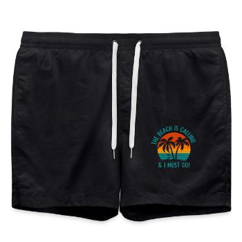 THE BEACH IS CALLING AND I MUST GO - Swim Trunks - black - Front - AI Model Male 185 light (185cm)