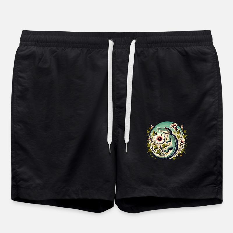 Retro Alligator - Badeshorts - Schwarz