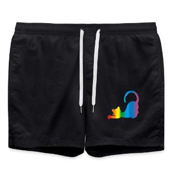 Katze - Badeshorts - Schwarz - Vorne - AI Model Male 185 light (185cm)