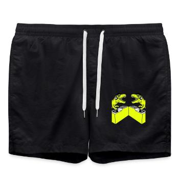 2 Dino DJ T. Rex Dinosaur Party Club Équipe musicale - Short de bain - noir - Devant - AI Model Male 185 light (185cm)